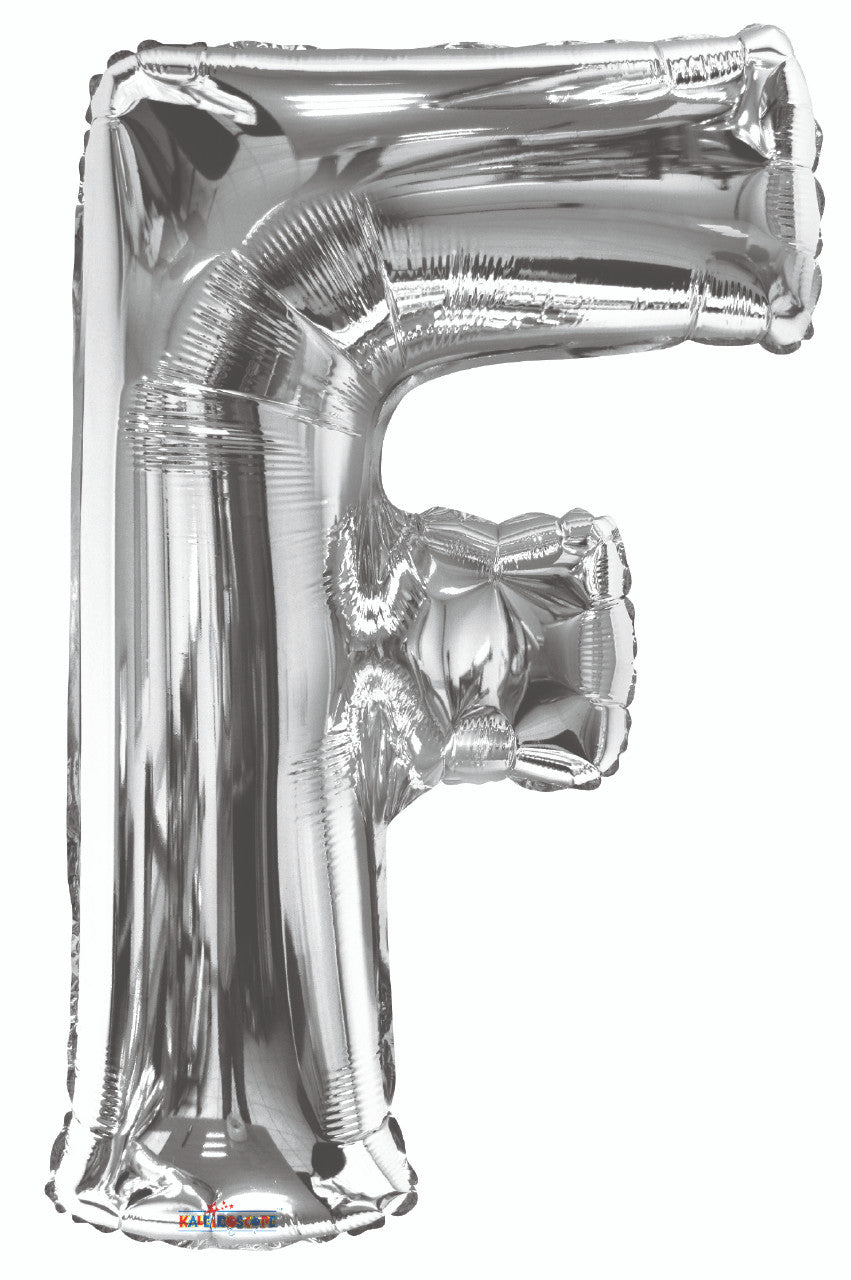 Letter F Helium Filled Giant Silver Balloon