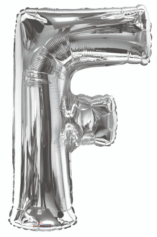 Letter F Helium Filled Giant Silver Balloon
