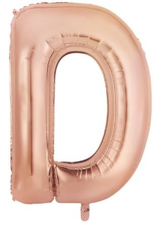 Letter D Helium Filled Giant Rose Gold Balloon