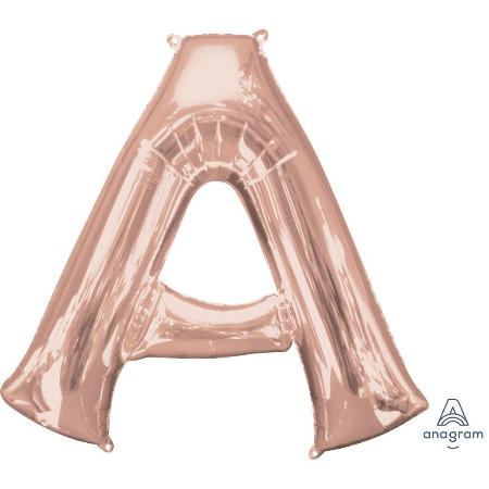 Letter A Helium Filled Giant Rose Gold Balloon