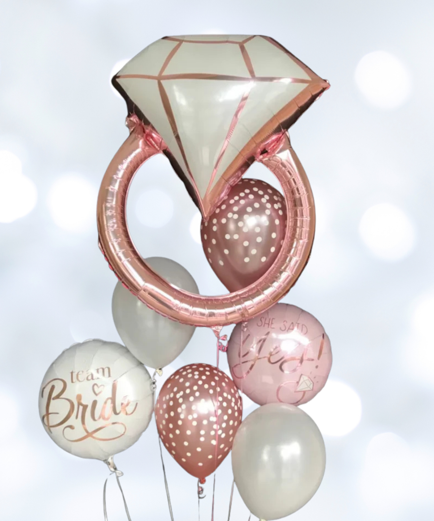 Bride Engagement Ring Balloon Bouquet