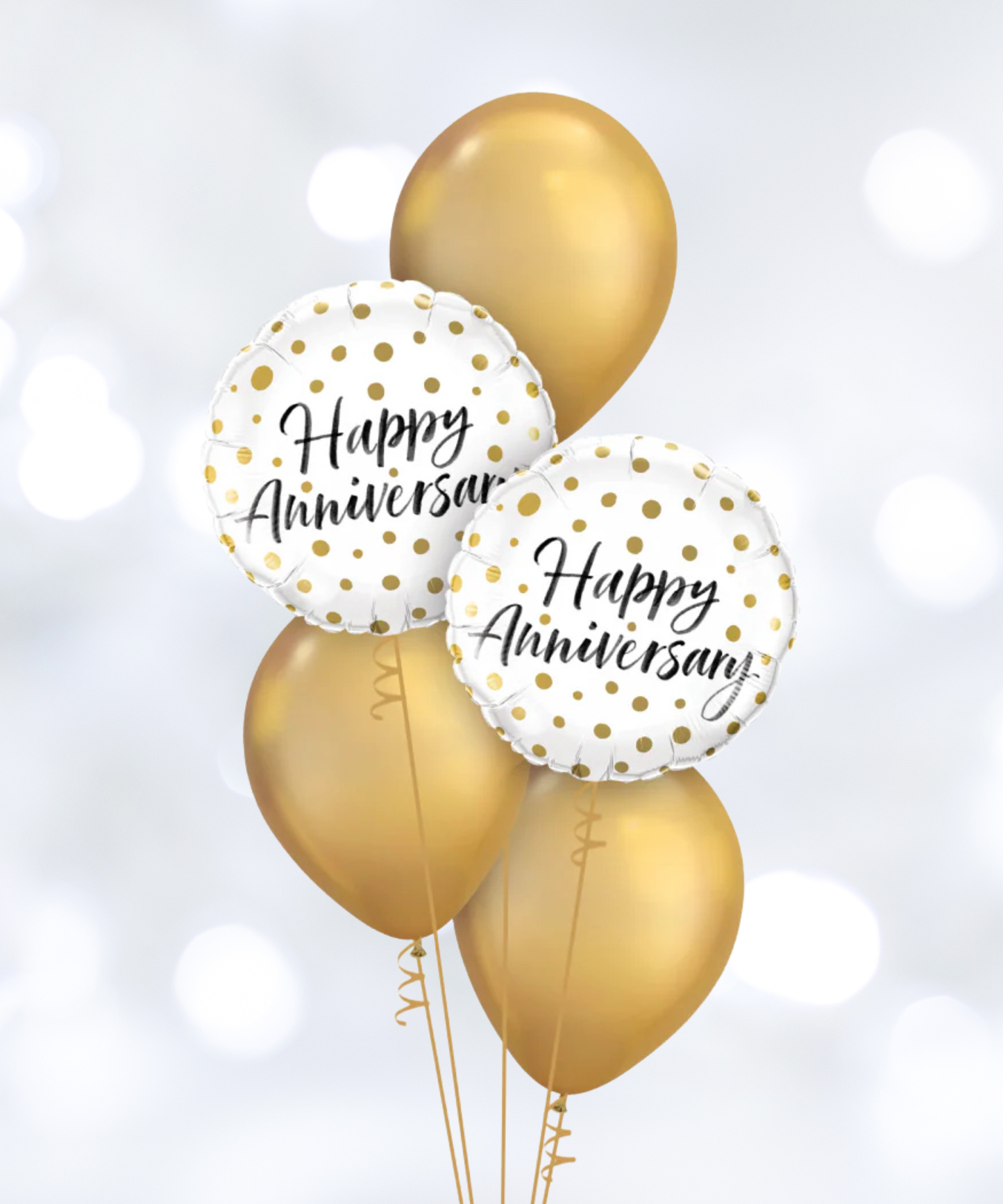 周年快乐!小金色气球花束