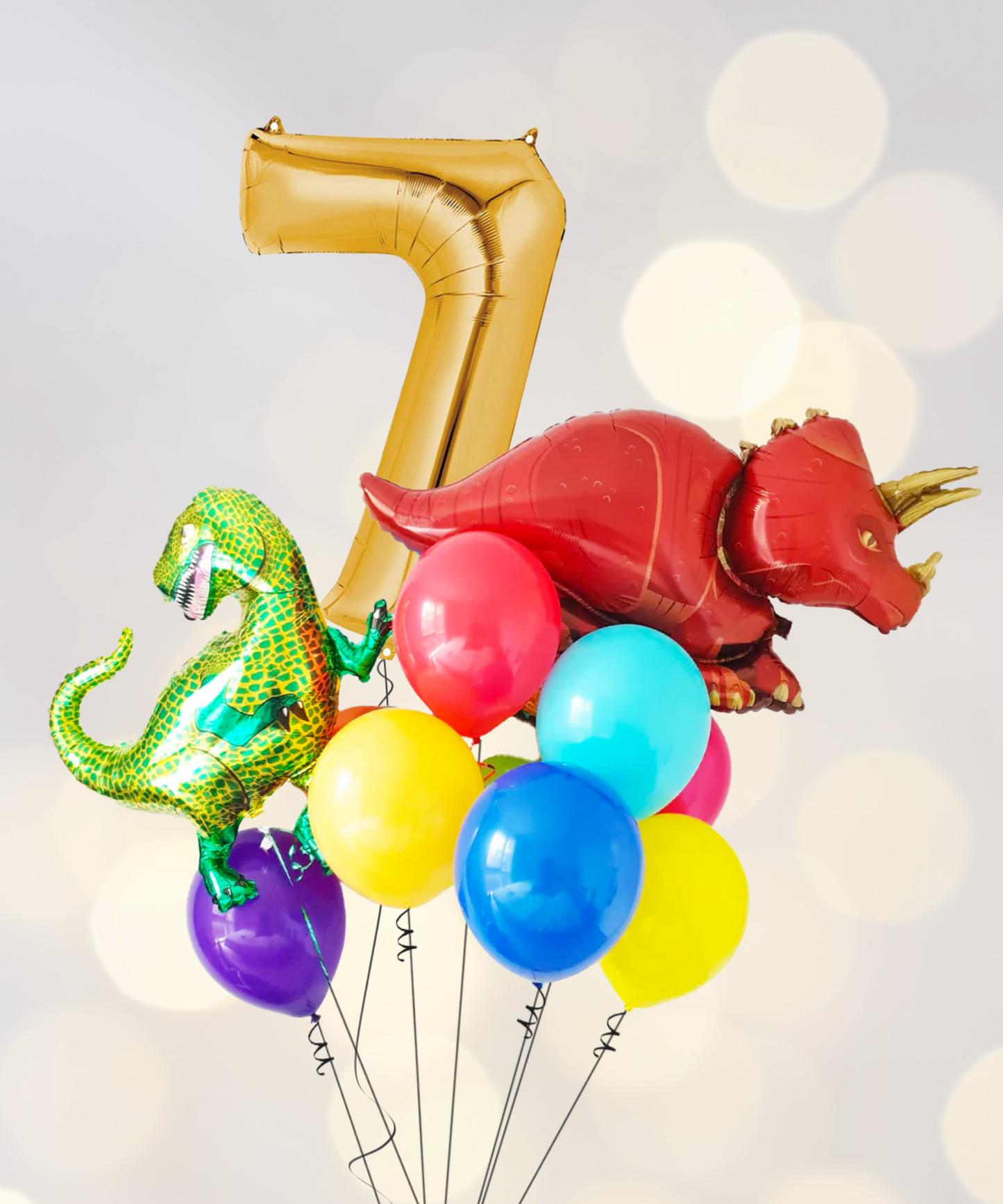 儿童生日气球花束 - 动物数字混合