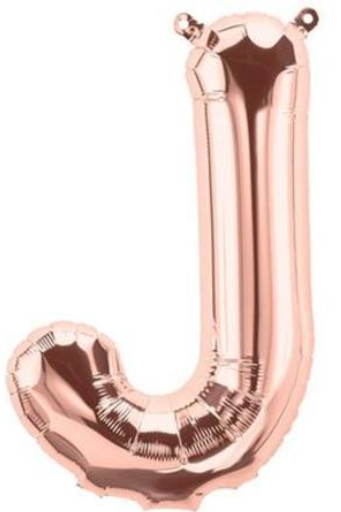 Letter J Helium Filled Giant Rose Gold Balloon