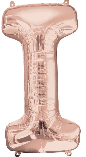 Letter I Helium Filled Giant Rose Gold Balloon