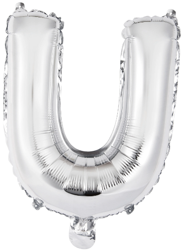 Letter U Helium Filled Giant Silver Balloon