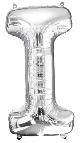 Letter I Helium Filled Giant Silver Balloon