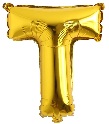 Letter T Helium Filled Giant Gold Balloon