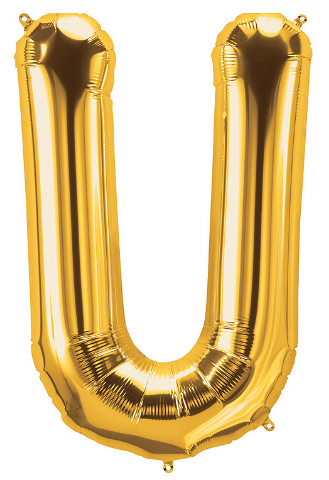 Letter U Helium Filled Giant Gold Balloon