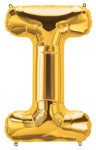 Letter I Helium Filled Giant Gold Balloon