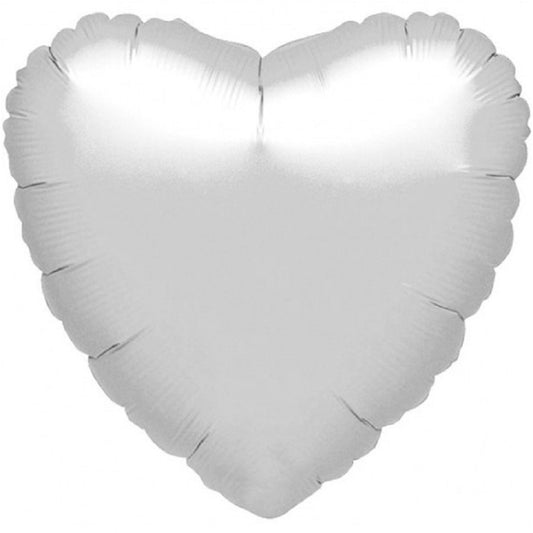 Satin Luxe Heart Foil Balloon (Platinum) Inflated