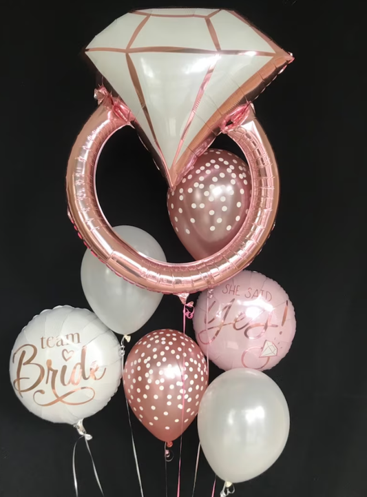 Bride Engagement Ring Balloon Bouquet