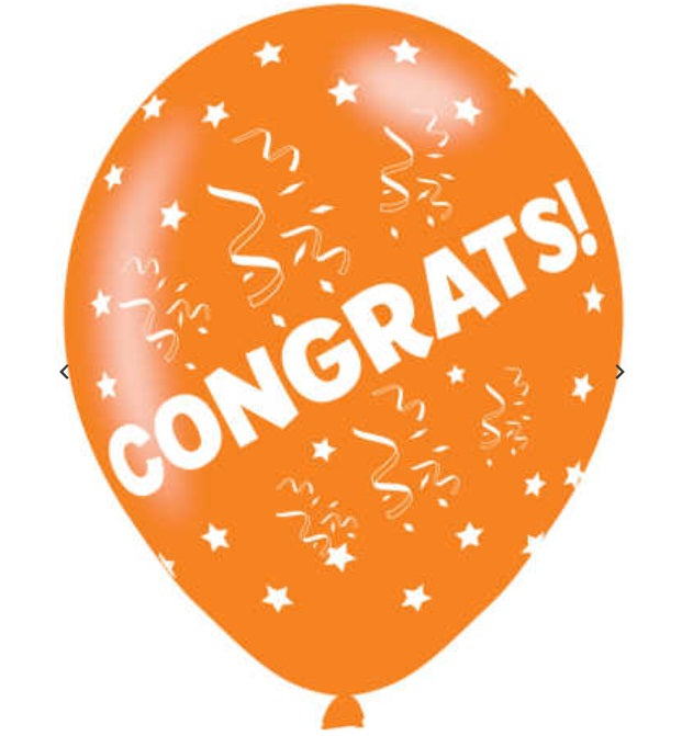 Colourful Congrats Latex Balloons Inflated