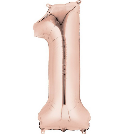 Number 1 Super Shape Balloon 86cm (Rose Gold) Inflated