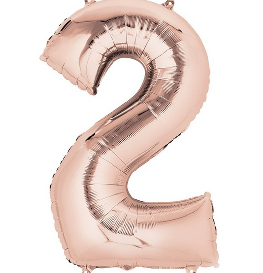 Number 2 Super Shape Balloon 86cm (rose-gold) Inflated