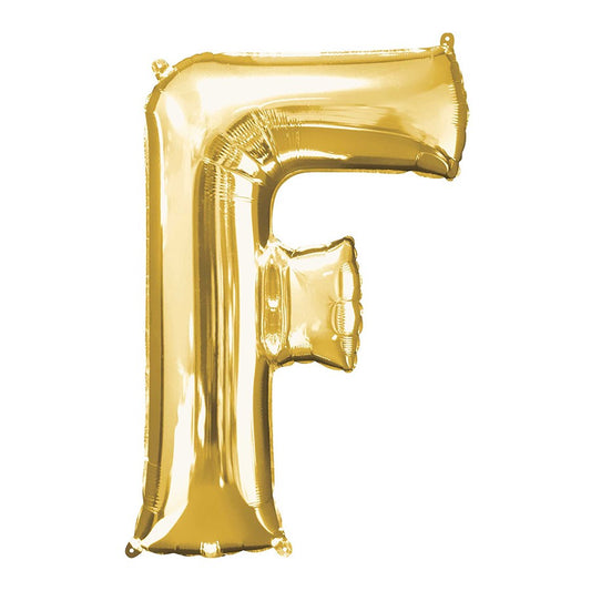 Letter F Helium Filled Giant Gold Balloon
