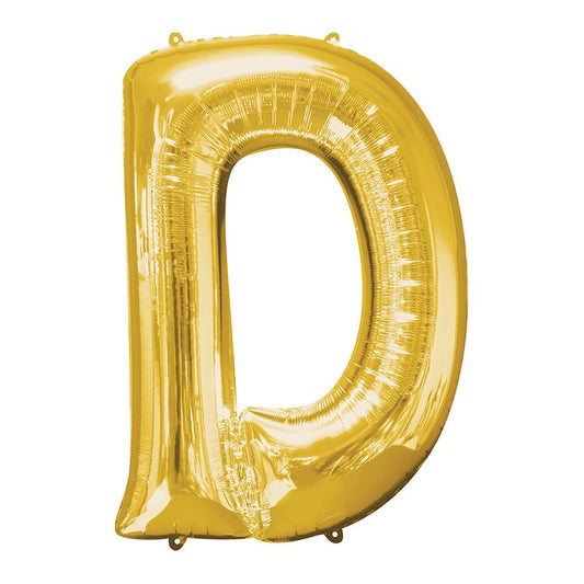 Letter D Helium Filled Giant Gold Balloon
