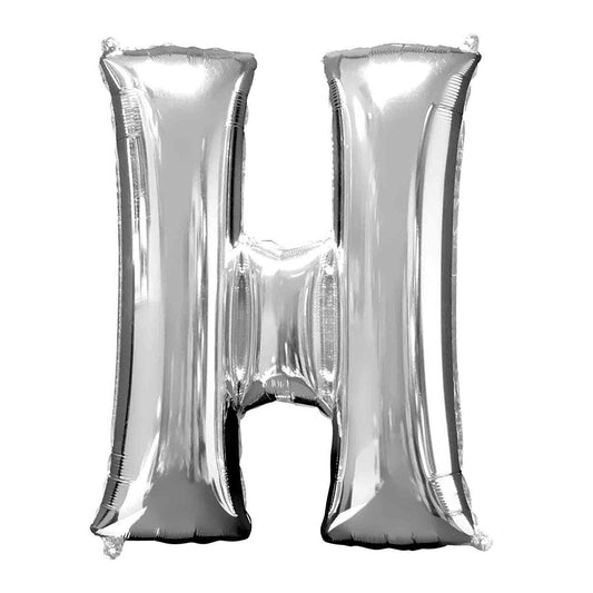 Letter H Helium Filled Giant Silver Balloon