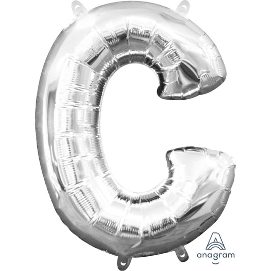 Letter C Helium Filled Giant Silver Balloon