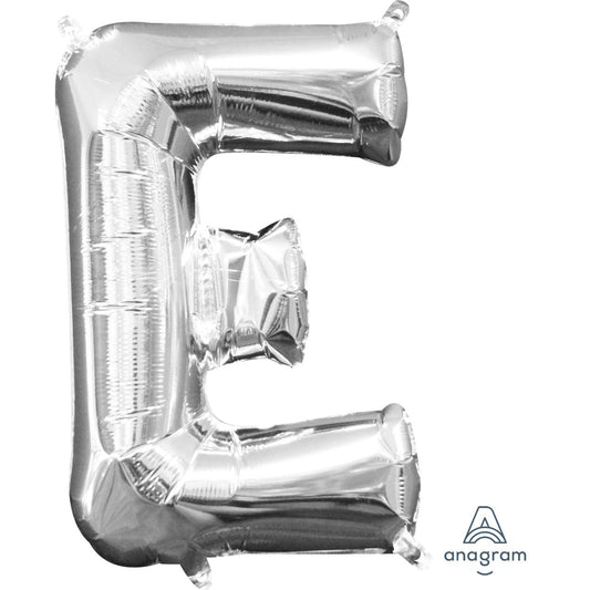 Letter E Helium Filled Giant Silver Balloon