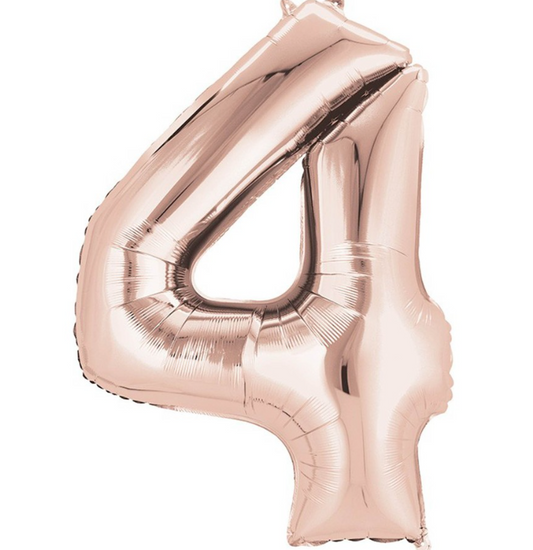 Number 4 Super Shape Balloon 86cm (rose-gold) Inflated