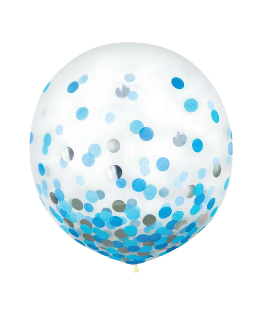 60 厘米乳胶五彩纸屑蓝色和银色气球