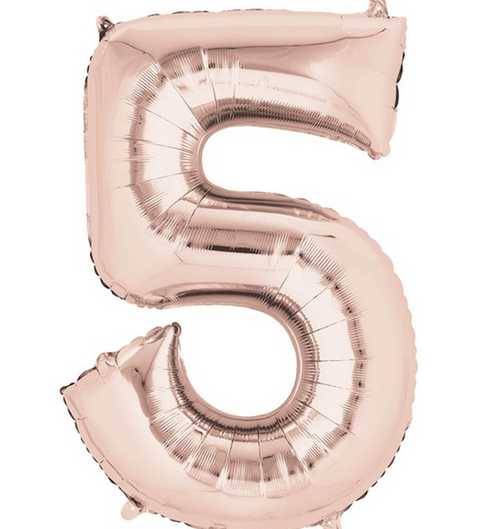Number 5 Super Shape Balloon 86cm (rose-gold) Inflated