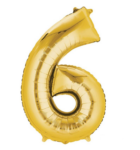 Number 6 Super Shape Balloon 86cm (Gold) Inflated