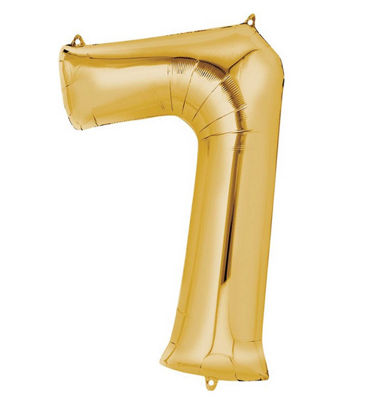 Number 7 Super Shape Balloon 86cm (Gold) Inflated