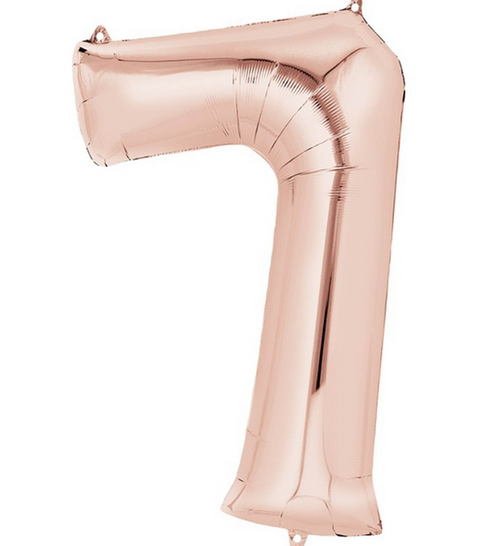 Number 7 Super Shape Balloon 86cm (rose-gold) Inflated