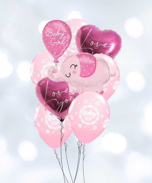 粉色婴儿送礼会女孩气球花束