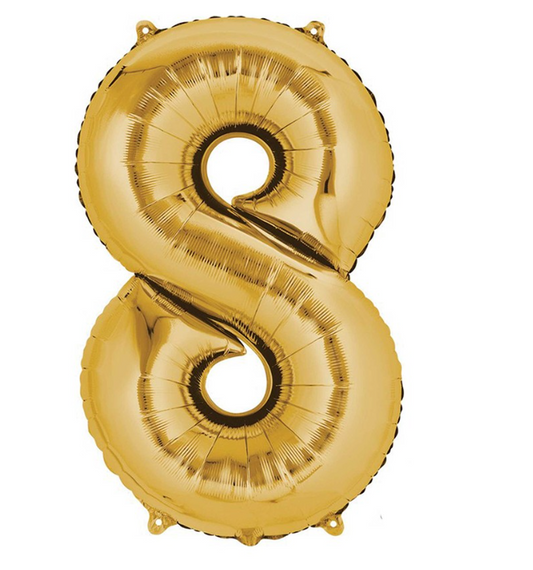 Number 8 Super Shape Balloon 86cm (Gold) Inflated
