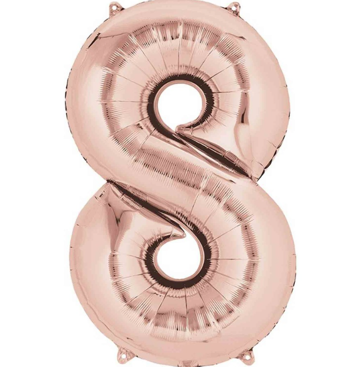 Number 8 Super Shape Balloon 86cm (rose-gold) Inflated