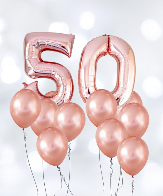 生日玫瑰金气球花束