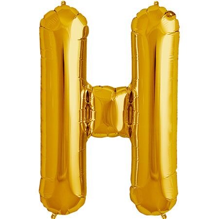 Letter H Helium Filled Giant Gold Balloon