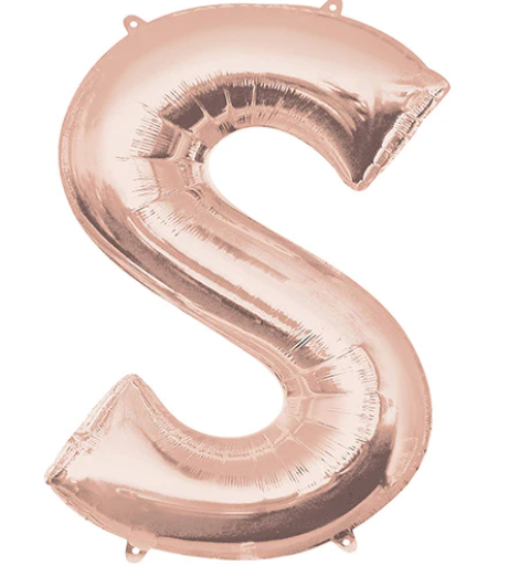 Letter S Helium Filled Giant Rose Gold Balloon
