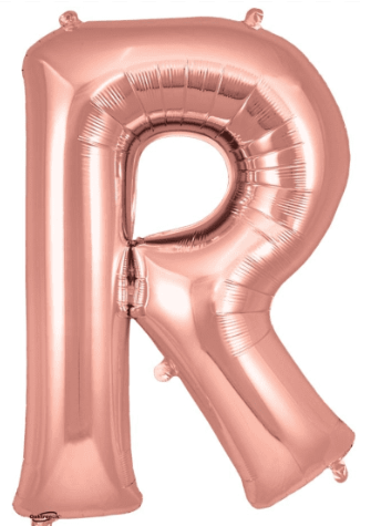 Letter R Helium Filled Giant Rose Gold Balloon