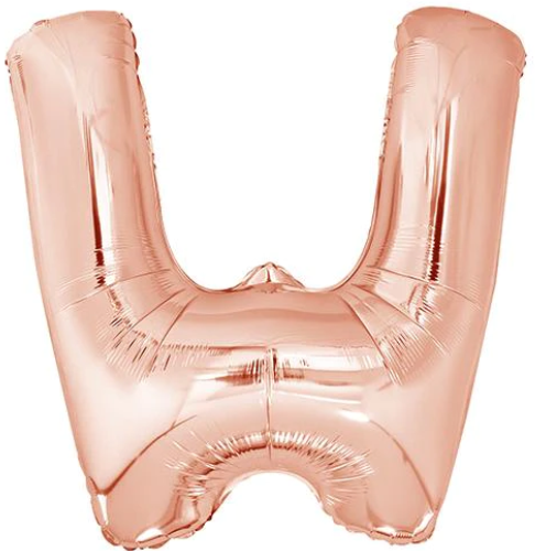Letter W Helium Filled Giant Rose Gold Balloon