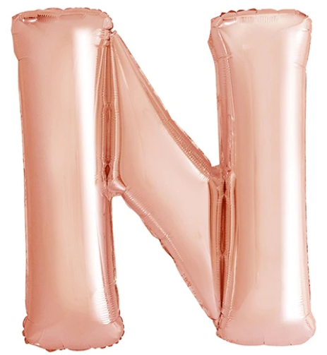 Letter N Helium Filled Giant Rose Gold Balloon