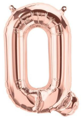 Letter Q Helium Filled Giant Rose Gold Balloon