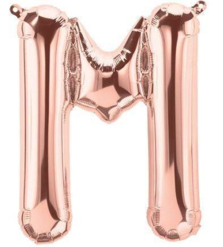 Letter M Helium Filled Giant Rose Gold Balloon