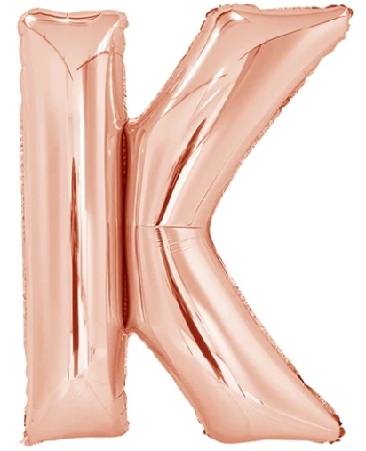 Letter K Helium Filled Giant Rose Gold Balloon