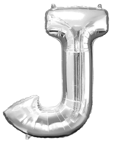 Letter J Helium Filled Giant Silver Balloon