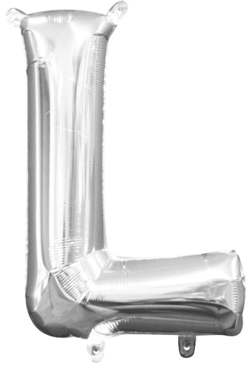 Letter L Helium Filled Giant Silver Balloon