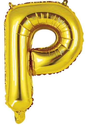 Letter P Helium Filled Giant Gold Balloon