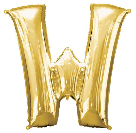 Letter W Helium Filled Giant Gold Balloon