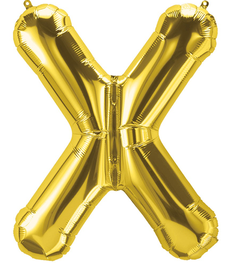 Letter X Helium Filled Giant Gold Balloon