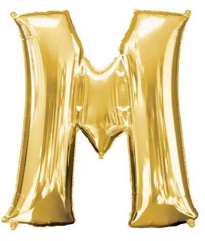 Letter M Helium Filled Giant Gold Balloon