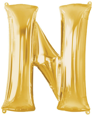 Letter N Helium Filled Giant Gold Balloon