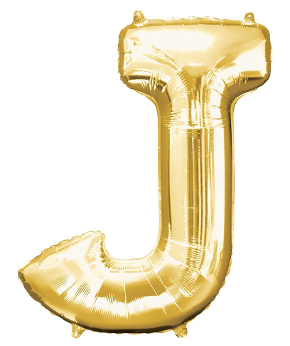字母 J 充满氦气的巨型金色气球